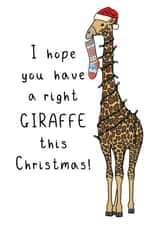 Cute Christmas Pun card-Giraffe-I hope you have a right GIRAFFE this Christmas! created by OhJaye