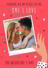 Personalised Valentines Day Photo Card created by Dalia Clark Design - Sending Kisses - One I Love - Valentines Day Photo Card