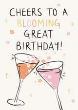 Drinks Birthday Card - Floral Pun - Blooming Great Birthday - Cute Cheers Card created by Lauren Barclay