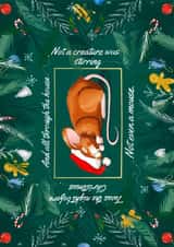 Cute Christmas card with a sleepy Christmas mouse. created by Lisa Hand Illustration