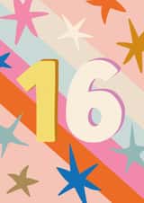 Cute Retro sixteenth birthday card - 16 created by The Pattern Press