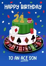 Fun Casino Cake Inspired 21st Birthday Card For Son created by Running with Scissors