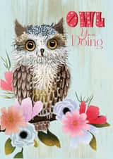 A pretty card to send to someone to ask how they are. created by Deborah Wainwright Illustration