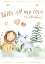 Safari Friends™ All My Love At Christmas, Cute Animals Card Couples & Family created by Little Rupert