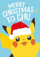 Cute Pikachu christmas card for pokemon lovers - merry christmas to chu created by Wild Card