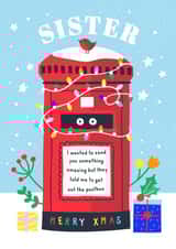 Funny Christmas Postbox Card For Your Sister - Sibling Humour - Silly Xmas Card created by Creative Joy