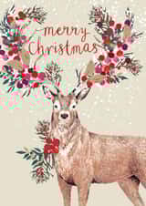 Christmas Card - Christmas Stag Reindeer - Merry Christmas created by Louise Tiler