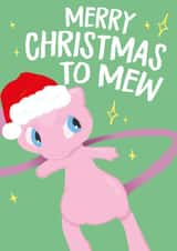 Cute Pop Culture Pokemon Mew card for Gamers - Merry Christmas to Mew created by Wild Card