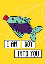 Cute foodie valentine's card - I am soy into you created by Bagels Before Boys