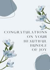 New Baby Best Wishes Card - Elegant - Simple - Flowers - Baby Blue created by Party Planning Committee