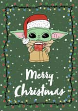 Baby Yoda Christmas Greetings Card created by Chloe Penn Illustration