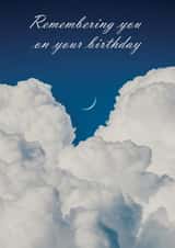 A classic heavenly birthday card - White clouds - Remembering you. created by Carly Wootton