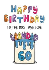Cute 60th Birthday Card - For Grandad - Cake created by Schnauzer Scribbles