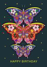 BEAUTIFUL FLORAL BUTTERFLY BIRTHDAY CARD. PERFECT FOR HER. created by NICHOLA COWDERY ILLUSTRATIONS