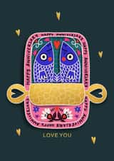 CUTE ANNIVERSARY CARD FOR SIGNIFICANT OTHER. created by NICHOLA COWDERY ILLUSTRATIONS 