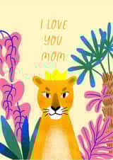 Cute card with a lioness in the jungle. For a birthday or mother's day. created by Anastasia Ultramarin