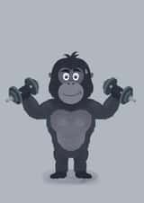 A gorilla pumping iron created by Shannon Flynn