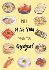 Fun, Good Luck Leaving Card for Friends and Family - Asian food Miss You created by Sarah Moffatt