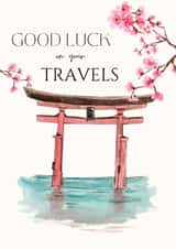 Pretty Good Luck Card for Travels Goodbye Asia - floral, sweet leaving card created by Sarah Moffatt