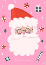 Cute Christmas card with Santa Claus and gifts created by Dasha Solodka