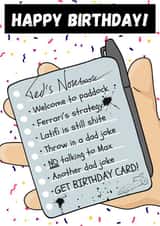 Ted's Notebook Birthday Card created by P1 Cards