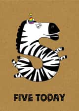 KIDS AGE 5 ZEBRA BIRTHDAY CARD created by TACHE