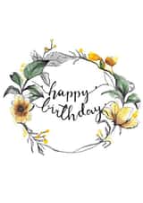 Floral Happy Birthday Wreath Card created by DesignCardStudio