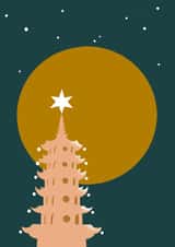 Chinese pagoda Merry Christamas and Happy New Year Card created by Yijing Li