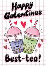 Cute Galentines Card - Bubble Tea Galentines Card - Valentines Card for Bestie created by Jessie Maeve Studio