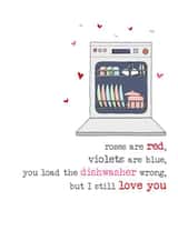 Cute and Funny Valentines day card - Roses are Red - Dishwasher created by Dandelion Stationery