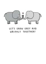 Cute Elephant Pun Anniversary Card - Let's Grow Grey And Wrinkly Together! created by mungo and shoddy