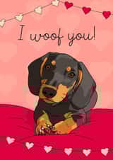 I Woof You Sausage Dog Valentine's Day Card created by Evie Garnett Designs