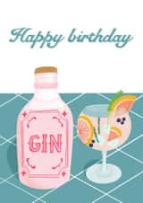 Happy Birthday Gin & Tonic Greeting Card created by Sandy Chiu Studio