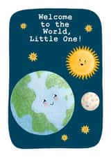 New Baby Card, Welcome to the World - Cute Planets - Gender Neutral Newborn Card created by Illustrated by Aimee