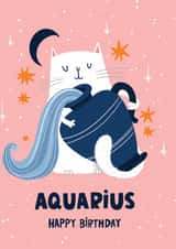 Aquarius Zodiac Sign Birthday Card created by Lucy Maggie Designs