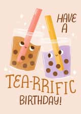 Cute Tea-rrific Boba Birthday Card For Your Bestie created by Hollei Anne Design Co.