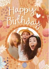 Personalised Birthday Photo Card created by Two For Joy Illustration - cute floral Birthday Personalised Photo Card 7156