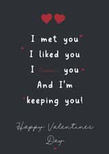 Romantic valentines card - I’m keeping you - Heartfelt created by LynseyLovez