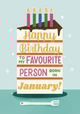 Cute Birthday Card - January Birthday - Cake created by Daksha Giri