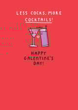 Less Cocks, More Cocktails! Funny Galentine's Day Card created by mungo and shoddy