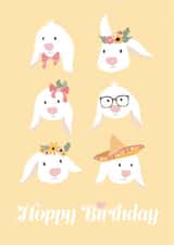 Happy Hoppy Birthday Baby Bunny Rabbit Card created by LJRanson Design