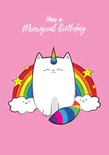 Cute Birthday Card - Meowgical - Magical - Rainbow Cat created by TACHE