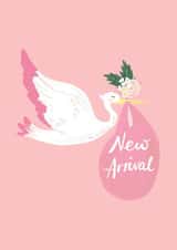 Cute New Baby Card - New Arrival - Stork - Girl created by TACHE