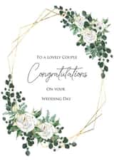 Modern Peony & Ecalyptus Wedding Card created by Sarah Mae Artworks