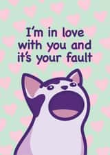Cute Funny Pop Cat Meme Anniversary Card For Wife, Husband, I'm In Love With You created by Mona Mauve
