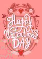 Happy Valentines Day, cute, classic, heart, flower, lettering, beauty card created by Daria Radzhabova