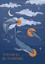 New Baby, Pregnancy Space Whale Card created by AmySrvc Illustration