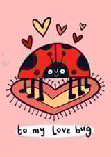 Cute Illustrated Ladybird Lovebug Ladybug Valentine's Card created by Lucy Maggie Designs