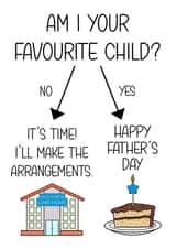 Funny Father's Day Card - Favourite Child - Care Home vs Cake created by The Merry Giraffe