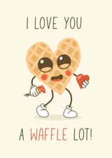 Cute waffle valentines card. I love you a waffle lot. Retro illustration. created by abtchlr